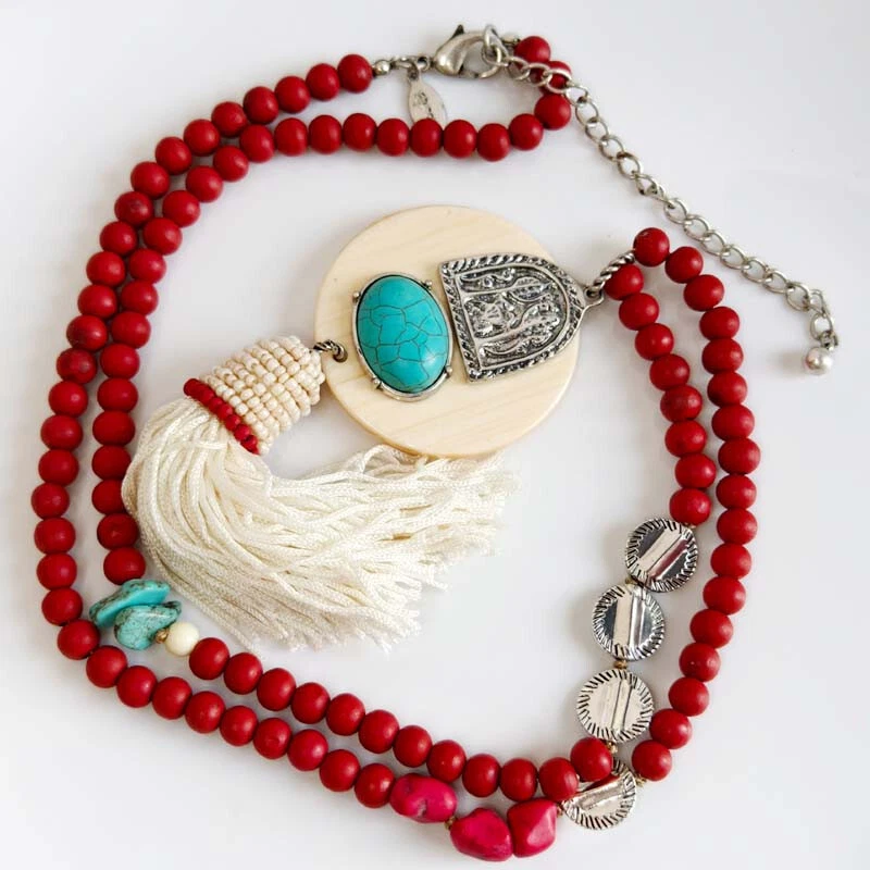 Colar pingente borla 32" Chicos declaração presente vintage feminino joias de festa - Imagem 4 de 4