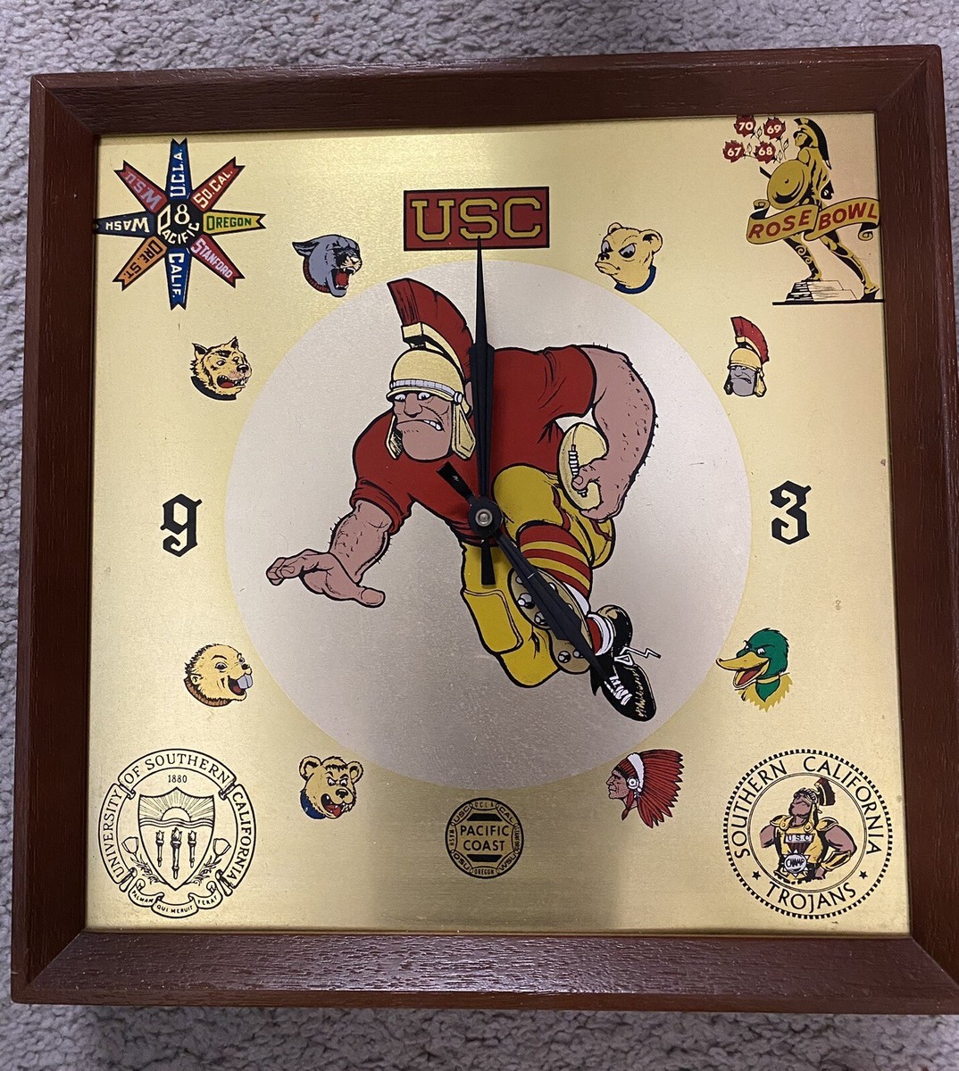 Vintage USC Football Pac-8 Rose Bowl Clock | eBay