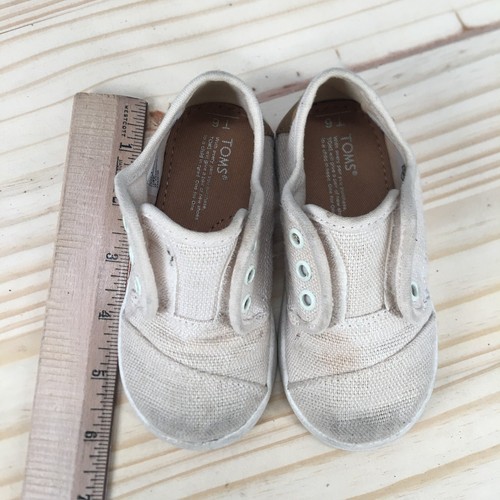 Toms Shoes Toddler 6 Paseo Casual Sneakers Beige Comfort Round Toe 10009785 - Picture 5 of 16