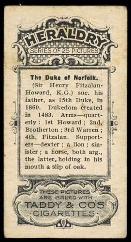 Taddy - 'Heraldry' (1910) - Duke of Norfolk - Picture 2 of 2