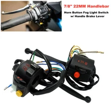 7/8" 22MM Motorcycle Handlebar Horn Button Fog Light Switch w/Handle Brake Lever