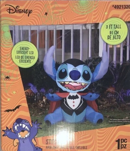 Halloween Disney 3 pies puntada de vampiro patio soplado por aire inflable nuevo en caja - Imagen 1 de 1