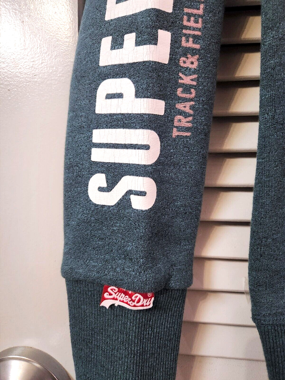 Superdry track & field teal print hoodie top S image 3