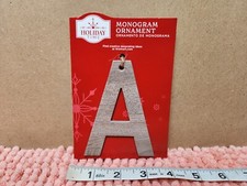Holiday Time Christmas Ornament Monogram Letter Ornament "A" Faux Wood 4" NEW