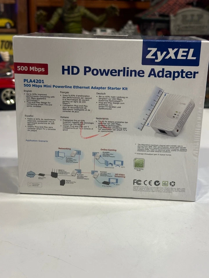 Zyxel PLA4201 Kit - HD Powerline Adapter 500 Mbps -  Ethernet Adapter New - Image 3 of 4