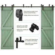Ceiling Mount Bracket Sliding Barn Door Hardware Track Kit 5/6/7/8FT Black Rail