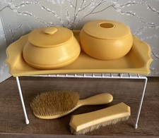 VINTAGE Ivory Pyralin Du Barry Celluloid Art Deco 7 Piece Vanity Dresser Set