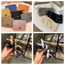 New Fashion Women Wide Knitted Headband Wool Crochet Bow Hairband Wrap Headwear