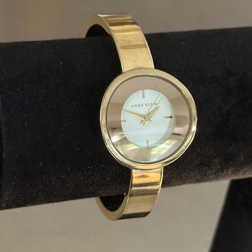 Anne Klein Women's Quartz Watch Gold Tone Analog Cuff Band 6.5 inch 30 mm