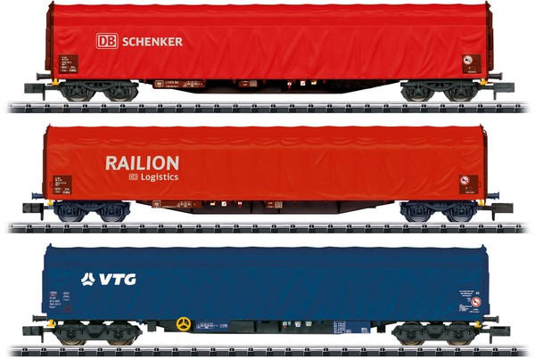 "Trix Minitrix N 18801 Schiebeplanenwagen-Set Rilns \"Db Schenker\" Neu & Ovp"-image
