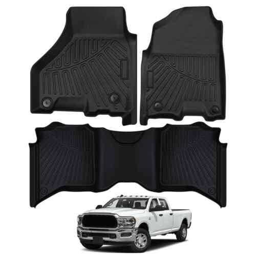 NEW Black Floor Liners Fits 2019-24 Ram 2500 3500 Crew Cab with Bench Seat