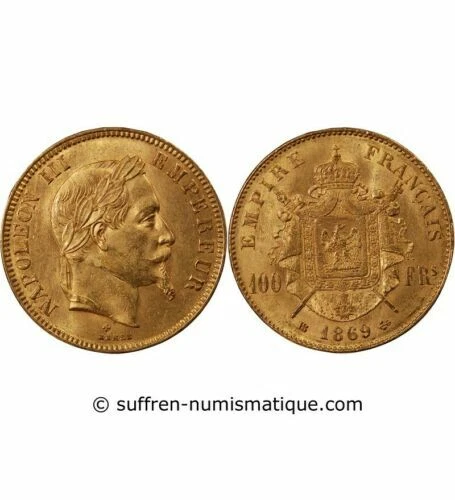 Pièces de monnaie françaises en or 100 Francs sur Napoléon III