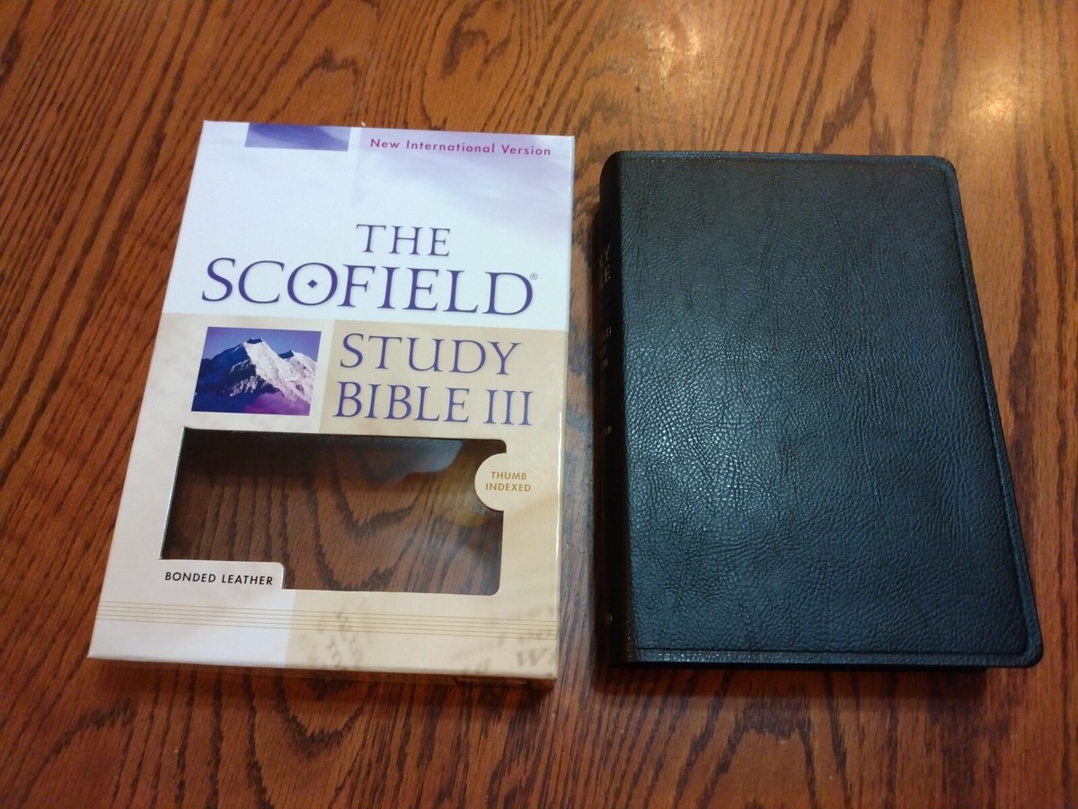 NIV 1984 Scofield Study Bible III Indexed Black Bonded Leather Red