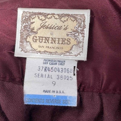 Gunne Sax Jessica McClintock Skirt Juniors 9 Burgundy Red Vintage Maxi Velvet - Picture 12 of 12