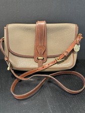 VTG Dooney  Bourke Equestrian Crossbody All Weather Leather Shoulder Bag Tan