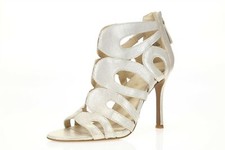 Womens NINE WEST Flora 160457 Gold Leather Cuff Sandals sz. 6 M