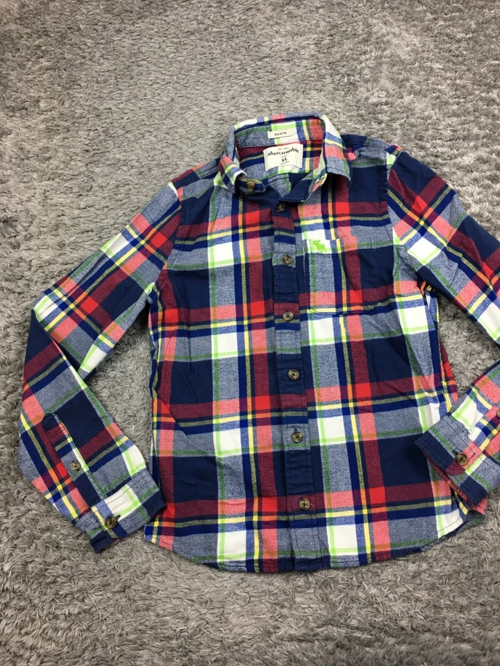 Camisa con botones de franela Abercrombie & Fitch para niños talla XL músculo manga larga Foto 3 de 4