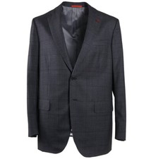 NWT 4250 ISAIA Gray Check Super 140s Wool Suit Slim 46 R 'Base Sanita'
