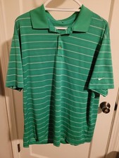 Nike Golf Dri-Fit Polo Shirt Men's XL Green White Stripes Active Performance