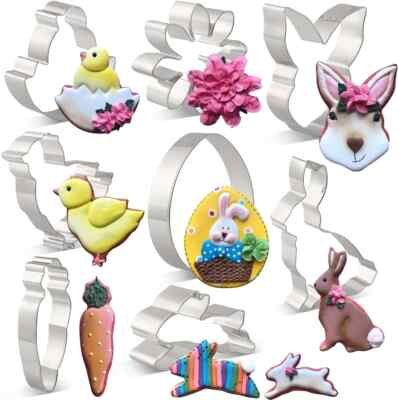 Keniao Frühling Ostern Keksausstecher Set - 8-teilig - Hase, Karotte, Osterei & mehr