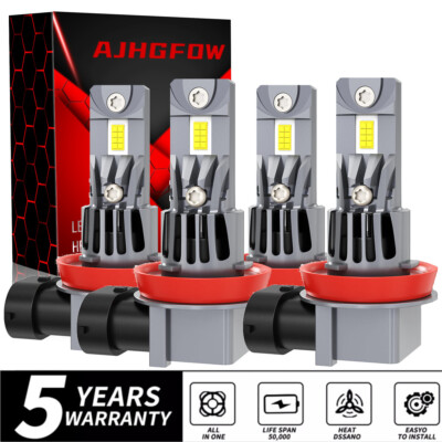 4x LED Headlight Bulbs H9 H11 LOW + HIGH Beam For Chevy Silverado 2023 2024 2025