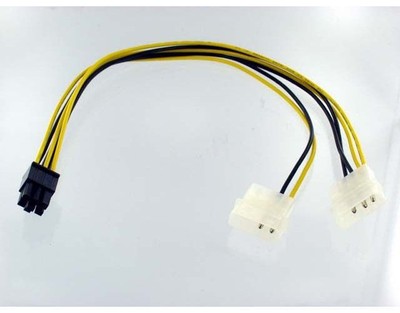 6Pin PCI Express (F) to Dual 4Pin Molex (M) Adapter Cable , 6inch