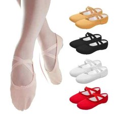 1 Pair Girls' Soft Sole Ballet Shoes, Canvas Ballerina Dance Slippers for Kids