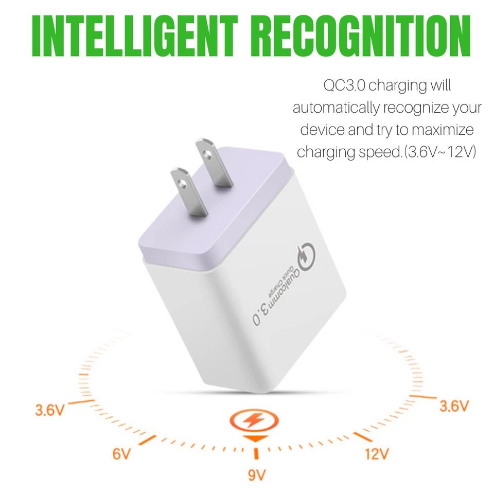 Cargador de pared USB rápido QC 3.0 adaptador de carga de alimentación para iPhone X 6 7S Plus Foto 2 de 4