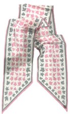 Vintage Vera Scarf Pink Grey White Leaf Print