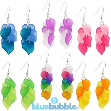 Bluebubble ENGLISH GARDEN Frosted Leaf Cluster Earrings VTG Wedding Prom Boho UK