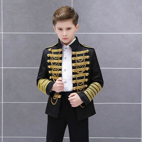 Giacca Ussaro Ragazzi Bambini Bambini Tuta Danza Spettacolo Danza Costume Batterista Blazer - Foto 14 di 14