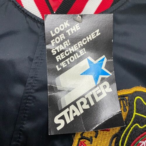 NWT Vintage Chicago Blackhawks Satin Starter Jacket Large NHL USA Bomber Button - Picture 13 of 16
