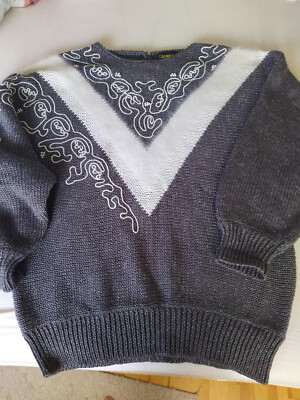 Neuer Damenpullover edel, Winter, mit Angora Gr. 38/40 grau/weiß von Capriccio