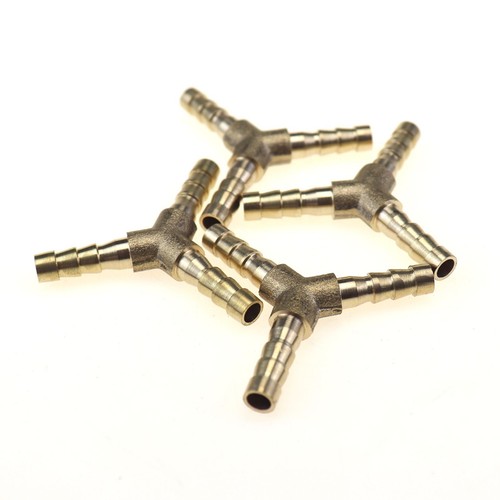 4Pcs Way Brass Hose Barb Fitting Pipe Tubing Splicer Fuel Water Gas Air 1/4" Y-3 - Picture 5 of 8