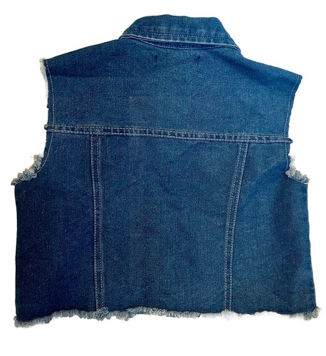 Limited Too Girls Crop Cutoff Style Jacket Sz 12 Blue Denim Rhinestone - EUC - Picture 2 of 3