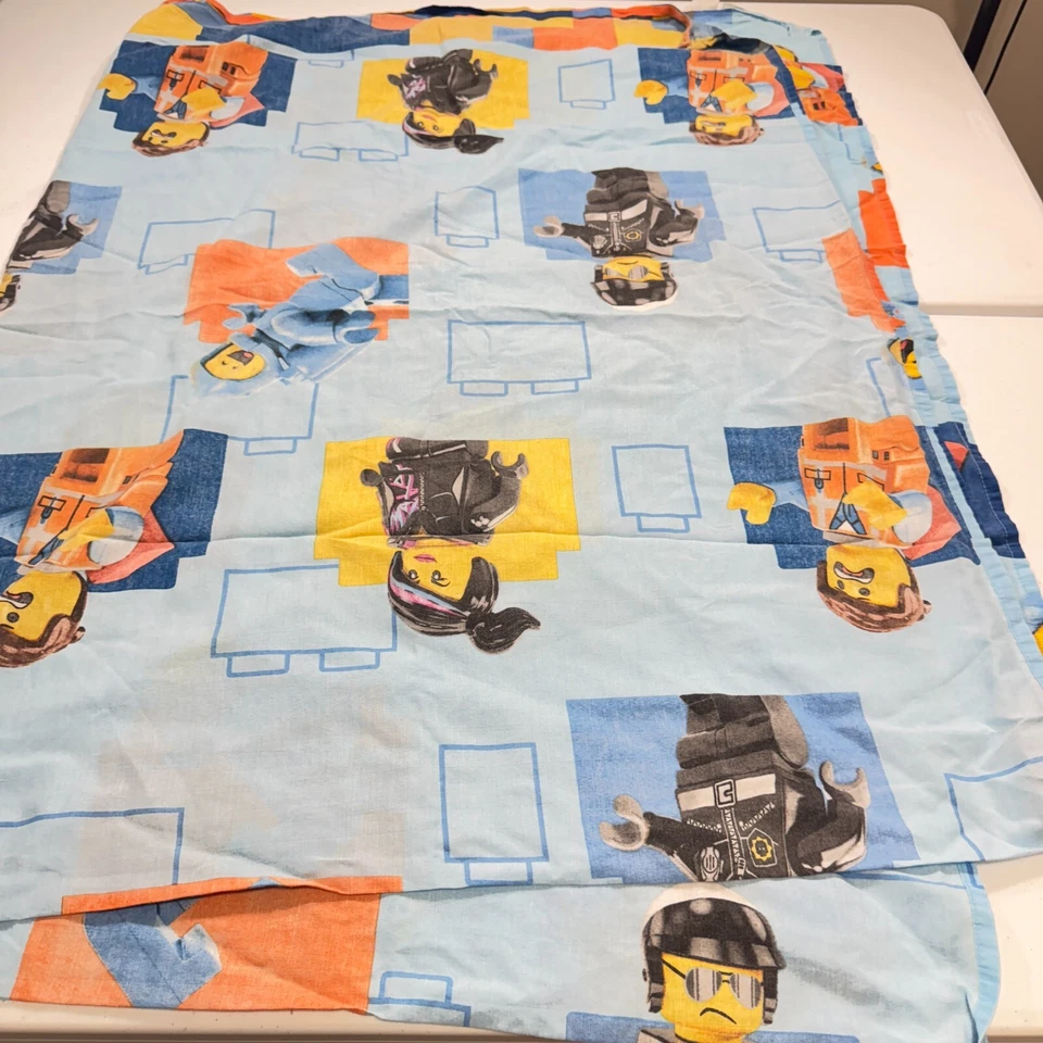 lego sábana plana doble azul mezcla algodón Foto 2 de 4