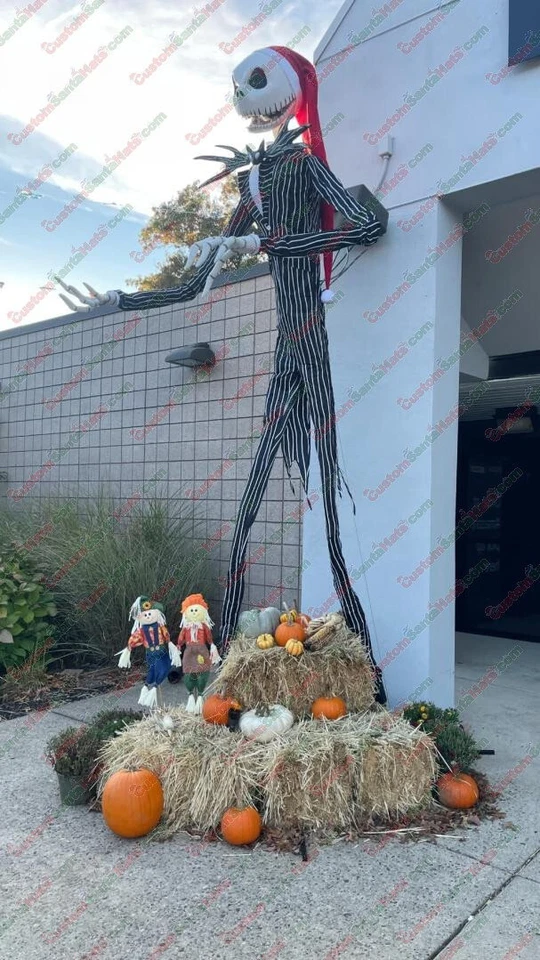 Sombrero de Papá Noel para 13 pies Skellington Halloween Decoración Estatuas Gigante Foto 2 de 3