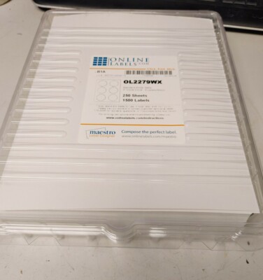 3'' Round Labels - Pack of 1500 Circle Stickers, 250 Sheets - Inkjet/Laser Printe