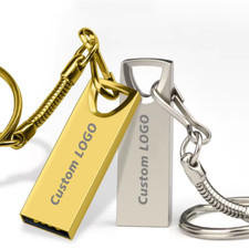Llavero de metal con logotipo personalizado USB2.0 unidades flash 32 GB 64 GB pen drive memoria Stick