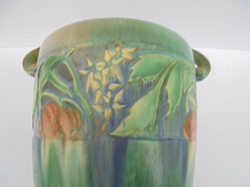 ROSEVILLE Art Pottery BANEDA GREEN VASE 599-12" ARTS + CRAFT 1932 - Picture 9 of 17