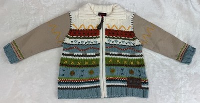 CATIMINI Boy s Tan Full Zip Cardigan Sweater Jacket Size 18 Months