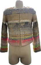 Ecru Metallic Multicolor Tweed Jacket Size L NWT