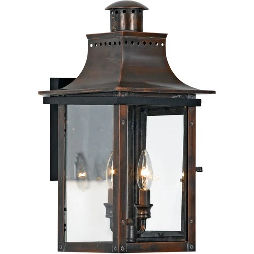 Quoizel CM8410 Copper Chalmers 2-Light 21"H Outdoor Wall Sconce With Clear Glass - Picture 1 of 3