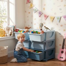 Kids Storage Units w/ Drawers 3 Tier Chest Vertical Dresser Tower Toy Organiser