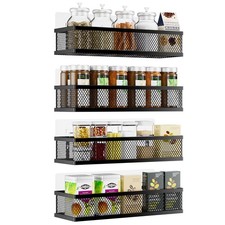 Spice Rack Wall Mount, 4 Pack Pantry Door Organizer  Hanging Storage Baskets