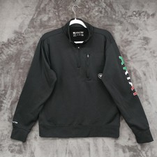 Ariat Tek Sweatshirt 1/4 Zip Black Pullover Mock Neck Sleeve Spellout Size Small