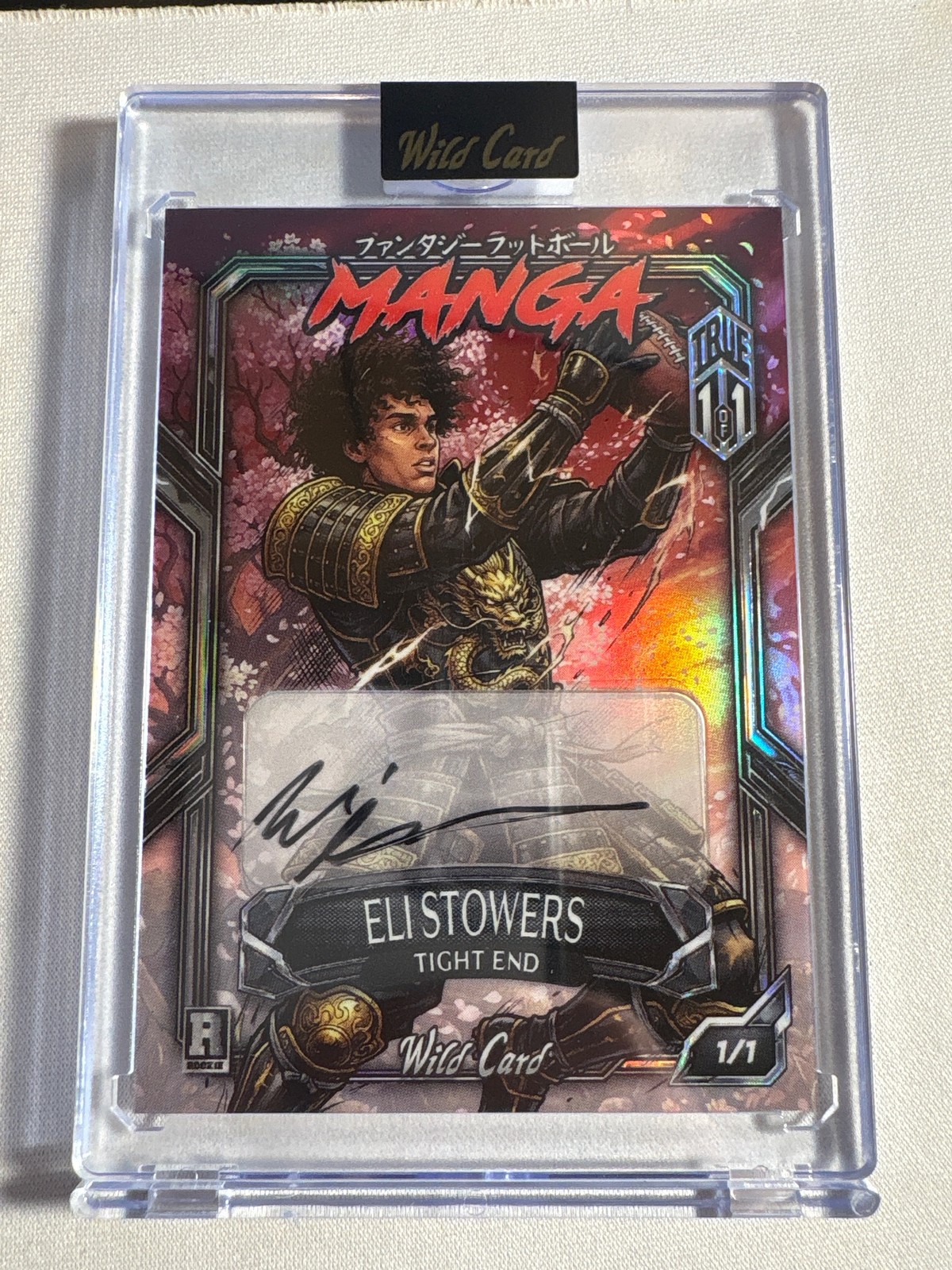 2026 Wild Card Fantasy Football Manga Eli Stowers Rainbow Cherry Red 1/1 Auto