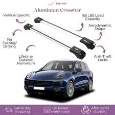 ERKUL Roof Rack Cross Bars Fits Porsche Cayenne 2003-10 Fits Raised Rails Silver