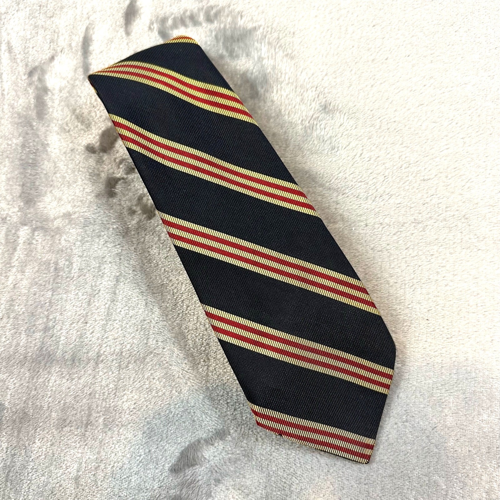 Vintage Anderson Little Preppy Tie Black Gold Red Diagonal Stripe Collegiate Style