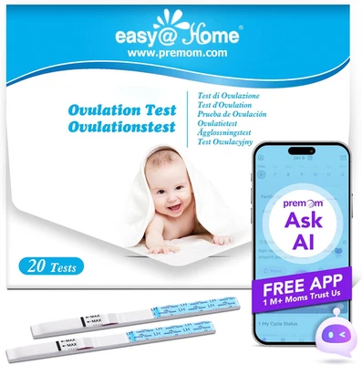 Easy@Home Ovulation Test Strips 10/20/25/50/100 LH Predictor Kit with Premom App
